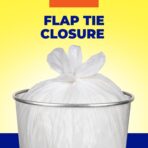 Hefty Essentials Flap Tie 4 Gallon Trash Bags, 80 Count, Small Scented Trash Bags for Bathrooms, Bedrooms, Dorm Rooms, Home Offices, and More, Fresh Linen Scent, White - Image 5
