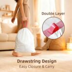 KUK 13 Gallon Tall Kitchen Drawstring Trash Bags, Unscented, White, 120 Count, Tear-Free Individual Garbage Bags, Tear-Resistant, Leak Proof, Garbage Bag for Kitchen, Home Office 2 - Image 6