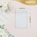 Sukh 100pcs Organza Bags 5''x7'' - White Sheer Mesh Drawstring Bags for Jewelry, Soap, Fruits, Candy, Small Gift Bags for Weddings, Valentine's Day, Mother's Day, Halloween, Thanksgiving, Christmas - Image 3