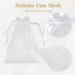 Sukh 100pcs Organza Bags 5''x7'' - White Sheer Mesh Drawstring Bags for Jewelry, Soap, Fruits, Candy, Small Gift Bags for Weddings, Valentine's Day, Mother's Day, Halloween, Thanksgiving, Christmas - Image 4