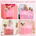 Amylove 100 Pcs Shopping Bags Bulk Large Plastic Gift Bags with Handles Pink Retail Bag Frosted Tote Bag for Small Business Boutique Wedding Holiday Gift Packaging 16"x 12"x 6" - Image 8