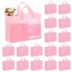 Amylove 100 Pcs Shopping Bags Bulk Large Plastic Gift Bags with Handles Pink Retail Bag Frosted Tote Bag for Small Business Boutique Wedding Holiday Gift Packaging 16"x 12"x 6" - Image 10