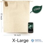 LEAFICO Cotton Storage Bags – X-Large 14x17 Inch (6-Pack) – Reusable Muslin Bags with Drawstrings – Biodegradable Canvas Fabric Sacks – Perfect for Bread, Bulk Produce, Potatoes, Onions, Shoes - Image 3
