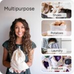 LEAFICO Cotton Storage Bags – X-Large 14x17 Inch (6-Pack) – Reusable Muslin Bags with Drawstrings – Biodegradable Canvas Fabric Sacks – Perfect for Bread, Bulk Produce, Potatoes, Onions, Shoes - Image 4