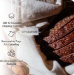 LEAFICO Cotton Storage Bags – X-Large 14x17 Inch (6-Pack) – Reusable Muslin Bags with Drawstrings – Biodegradable Canvas Fabric Sacks – Perfect for Bread, Bulk Produce, Potatoes, Onions, Shoes - Image 6