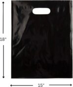 ClearBags 100 Black Handle Bags 15x18, Extra Thick 2.25 Mil Retail Plastic Shopping Merchandise Gift Bags Tear Resistant Strong Durable Anti Stretch For Small Business LDPE Die Cut, 100% Recyclable - Image 3