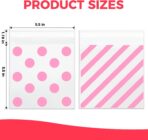 200pcs Cellophane Bags 5.5x5.5 Self Sealing Cookie Bags for Packaging Treat Gift Giving Packaging Valentines Birthday Party Favor Candy Goodie Homemade Bakery Pink - Image 3