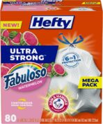 Hefty Ultra Strong 13 Gallon Trash Bags, Tall Kitchen Trash Bags 13 Gallon Size, Resist Leaks, Punctures, and Rips, Continuous Odor Control, White, Fabuloso Watermelon Scent, 80 Bags - Image 2