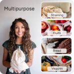 LEAFICO Muslin Cloth Bags with Drawstrings - Set of 8 (S, M, L, XL) - Reusable Natural Cotton Bags for Bulk Food Storage - Canvas Fabric Sachets - Image 4