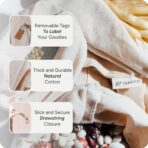 LEAFICO Muslin Cloth Bags with Drawstrings - Set of 8 (S, M, L, XL) - Reusable Natural Cotton Bags for Bulk Food Storage - Canvas Fabric Sachets - Image 5
