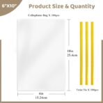 Cellophane Bags 100 PCS 6x10 Inches Clear Gift Gags with Ties Plastic Treat Party Favor Candy Bags for Gift Giving, Packaging Snack, Products - Image 7