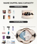 Birthday Gift-Initial Duffle Bag with Shoe Compartment, Personalized Weekender Bag, Monogram Overnight Bag for Women with Trolley Sleeve & Wet Pocket, Travel Bag with Makeup Bag (Letter K) - Image 4