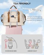 Birthday Gift-Initial Duffle Bag with Shoe Compartment, Personalized Weekender Bag, Monogram Overnight Bag for Women with Trolley Sleeve & Wet Pocket, Travel Bag with Makeup Bag (Letter K) - Image 5