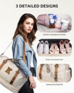 Birthday Gift-Initial Duffle Bag with Shoe Compartment, Personalized Weekender Bag, Monogram Overnight Bag for Women with Trolley Sleeve & Wet Pocket, Travel Bag with Makeup Bag (Letter K) - Image 7