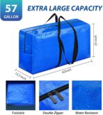 57 Gallon Extra Large Storage Bags, XXL Jumbo Large Moving Bags Heavy Duty, Storage Totes Moving Boxes Supplies for College, Foldable Duffle Bag for Travel, Christmas Tree Bag, 42x23x13.5inch - 2PACK - Image 4