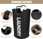 DOKEHOM 90L Large Laundry Basket, Collapsible Laundry Bag, Freestanding Tall Clothes Hamper, Foldable Washing Bin (Black) - Image 8
