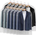 40" All Clear Garment Bags for Hanging Clothes, 12 Packs Suit Bags for Closet Storage, Plastic Waterproof Suit Cover Bags with Zipper for Coats, Jackets, Shirts (Set of 12) - Image 2