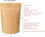 50 Counts High Barrier Natural Kraft Paper Stand up Zipper Coffee Pouch Bag with One Way Degassing Valve (50, 12 OZ/340 Gram) - Image 3