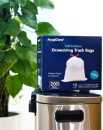 13 Gallon Tall Kichen Trash Bags, Unscented 200 Count Drawstring Garbage Bags, Pre-Separated, Ultra Strong, Leakproof, Sturdy, White - Image 3