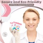 24 Pieces Pill Pouch Bags Zippered Pill Pouch Set Reusable Translucent Medicine Organizer Self Sealing Medicine Bag Travel Plastic Pill Bags with Slide Lock Pill Baggies for Pills (Light Pink) - Image 4