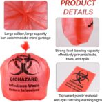 Klmnop 200 Pack Biohazard Waste Bags, 3 Gallon 14.57 x 18.9in Heavy-Duty Red Trash Bag, Medical-Grade Biohazard Waste Disposal Bags for Safety Waste Disposal(Red) - Image 4