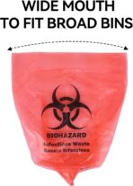Klmnop 200 Pack Biohazard Waste Bags, 3 Gallon 14.57 x 18.9in Heavy-Duty Red Trash Bag, Medical-Grade Biohazard Waste Disposal Bags for Safety Waste Disposal(Red) - Image 5