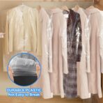 8-Pack Garment Bags - 60x90cm Dry Cleaning Bags for Hanging Clothes Storage - Dust Proof Clear Plastic Clothes Covers for Home Storage Clothing Stores & Dry Cleaners - Image 5