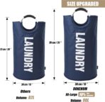 DOKEHOM 90L Large Laundry Basket, Collapsible Laundry Bag, Freestanding Tall Clothes Hamper, Foldable Washing Bin (Dark Blue) - Image 4