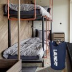 DOKEHOM 90L Large Laundry Basket, Collapsible Laundry Bag, Freestanding Tall Clothes Hamper, Foldable Washing Bin (Dark Blue) - Image 10