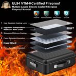 COLCASE Fireproof Document Box with Lock, Hard Fireproof Waterproof Box Creative Hard-Shell Design Fireproof Safe Box Document Organizer for Important Documents Certificates Laptop Passports Black - Image 3