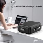 COLCASE Fireproof Document Box with Lock, Hard Fireproof Waterproof Box Creative Hard-Shell Design Fireproof Safe Box Document Organizer for Important Documents Certificates Laptop Passports Black - Image 7