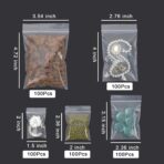 500 Pcs Small Plastic Zip Bags, 5 Sizes, 2 Mil Thick Clear Reclosable Poly Baggies for Jewelry, Treats, Candy, Party Favors, Storage - Image 3