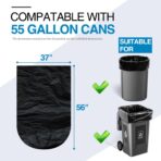 Charmount 55 Gallon Trash Bags,1.5 Mil-37"x 56" W/Ties Black Large Heavy Duty Garbage Bags for Outdoor, Yard Work, Lawn & Leaf Bags 30 Count - Image 5
