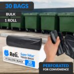 Reli. 95 Trash Bags Heavy Duty | 30 Trash Bags | Super Sizeable for Serious Garbage Cleanup (Black) - Image 4