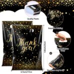Pajean 100 Pcs Thank You Gift Bags Bulk Black and Gold Plastic Bags with Handles Black Goodie Treat Shopping Wrap for Birthday Party Favors Small Business Merchandise Graduation, 6.7" x 9.8" - Image 3