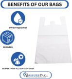 ASSUREPAK Jumbo White Unprinted HDPE T-Shirt Plastic Bags for Retail, Groceries, Merchandise, Convenience Store, Supermarket, Restaurant - 17"X8"X29" - Pack of 100 Bags - 18 microns - Image 8
