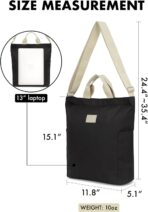 Recycled Polyester Laptop Tote Bag with Pockets and Zipper, Lightweight Crossbody Water Repellent, Fit 14" Laptop - IWP - Image 7