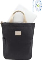 Recycled Polyester Laptop Tote Bag with Pockets and Zipper, Lightweight Crossbody Water Repellent, Fit 14" Laptop - IWP - Image 10