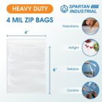Spartan Industrial - 4” X 6” (1000 Count) 4 Mil Thick Clear Reclosable Zip Plastic Poly Bags with Resealable Lock Seal Zipper - Heavy Duty and Durable - Image 3
