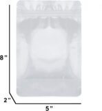 5" x 8" Stand Up Pouch Bags, 100 Pack – Clear Front & Aluminum Foil Back, Resealable and Heat Sealable Storage Bags for Food, Snacks, Coffee, Candy, and More - Image 3