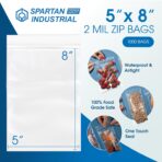 Spartan Industrial - 5” X 8” (1000 Count) 2 Mil Clear Reclosable Zip Plastic Poly Bags with Resealable Lock Seal Zipper - Image 3