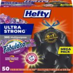 Hefty Ultra Strong 30 Gallon Trash Bags, Large Trash Bags 30 Gallon Size, Multipurpose, Break Resistant Drawstring Closure, Resists Leaks, Punctures, and Tears, Black, Fabuloso Scent, 50 Bags - Image 2