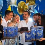 Pajean 100 Pcs Thank You Gift Bags Bulk Gold Dots Plastic Bags with Handles Black Goodie Treat Shopping Wrap for Birthday Party Favors Small Business Merchandise Graduation,6.7" x 9.8"(Blue Gold) - Image 7