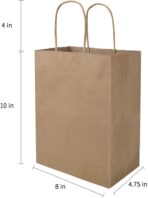 bagmad 50 Pack 8x4.75x10 Inch Plain Medium Paper Bags with Handles Bulk, Brown Kraft Craft Gift Bags, Grocery Shopping Retail Birthday Party Favors Wedding Sacks (Natural 50pcs) - Image 4