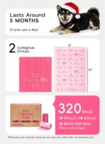 Dog Poop Bags Rolls, 320 Count (20 Refills) - 60% Recycled Plastic Baby Powder Scented - Leak Proof, Extra Thick Waste Bag with Easy-Peel Sticker (Pink) - Image 3