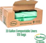BioBag (USA) The Original Compostable Bag, 33 Gallon, 120 Count, 100% Certified Compostable Trash Bag Liners for Food Waste, Extra Strong and Durable, Trash Bag - Image 4