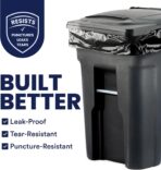 Plasticplace 64-65 Gallon Black Trash Bags, Heavy Duty Toter Can Liners, Tear & Leak-Proof, Industrial Strength, 25 Count, Large Garbage Bags for Kitchen & Commercial Use 1.2 Mil, 50" x 60" - Image 3
