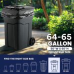 Plasticplace 64-65 Gallon Black Trash Bags, Heavy Duty Toter Can Liners, Tear & Leak-Proof, Industrial Strength, 25 Count, Large Garbage Bags for Kitchen & Commercial Use 1.2 Mil, 50" x 60" - Image 5