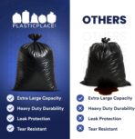 Plasticplace 64-65 Gallon Black Trash Bags, Heavy Duty Toter Can Liners, Tear & Leak-Proof, Industrial Strength, 25 Count, Large Garbage Bags for Kitchen & Commercial Use 1.2 Mil, 50" x 60" - Image 7