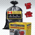 Maximum Heavy Duty Garbage Bags, 42-Gallon, 3 Mil, Black Garbage Bags Extra Large, Tear Resistant, Industrial Strength, 32 Counts - Image 6